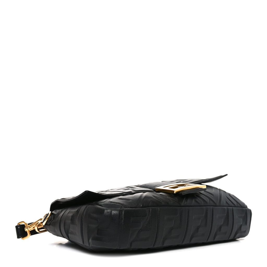 Nappa FF 1974 Embossed Large Baguette Black