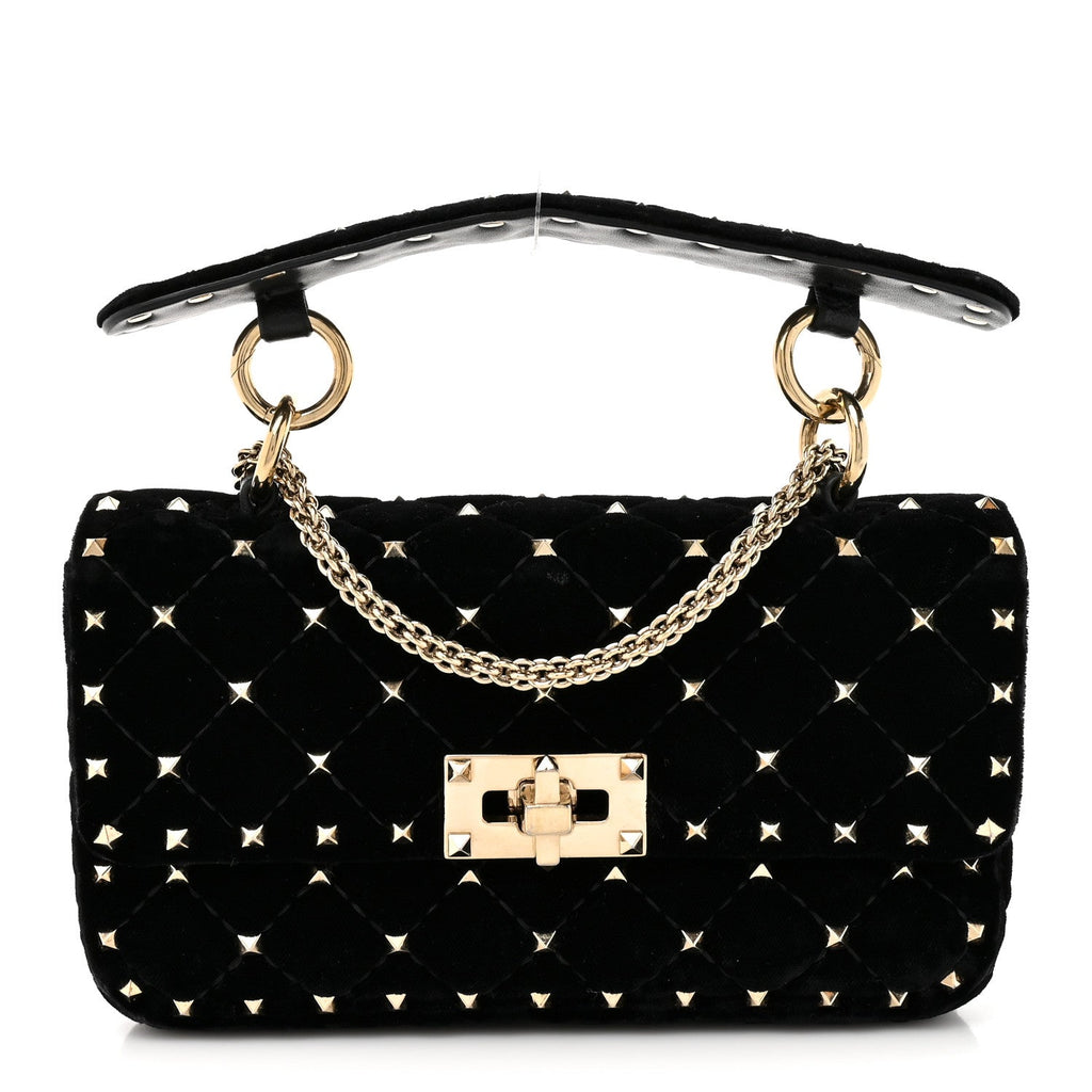 Velvet Small Rockstud Spike Shoulder Bag Black