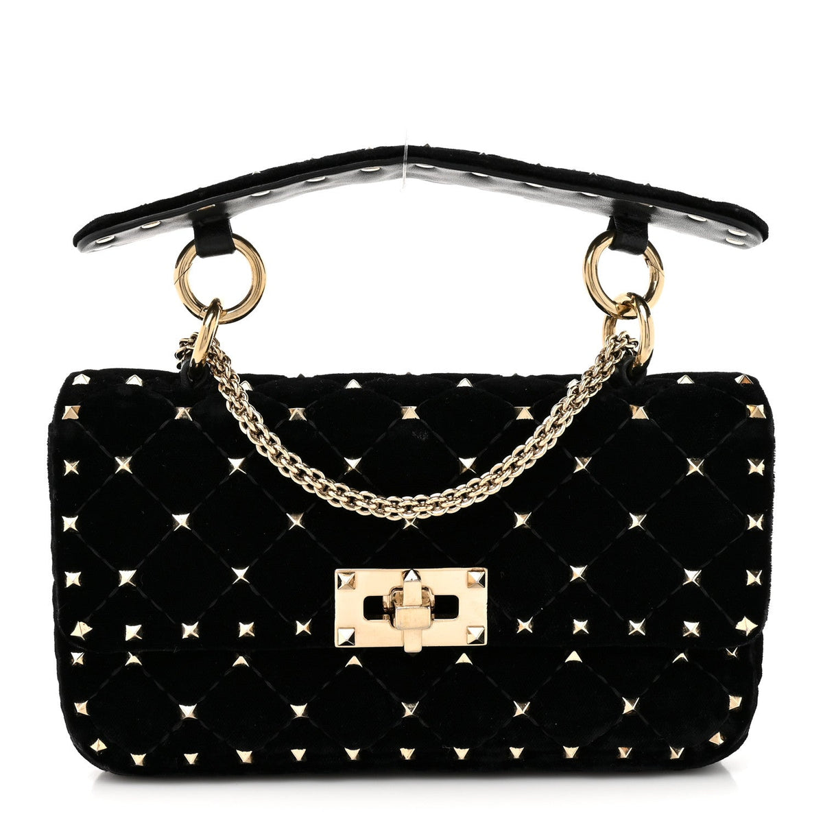 Velvet Small Rockstud Spike Shoulder Bag Black