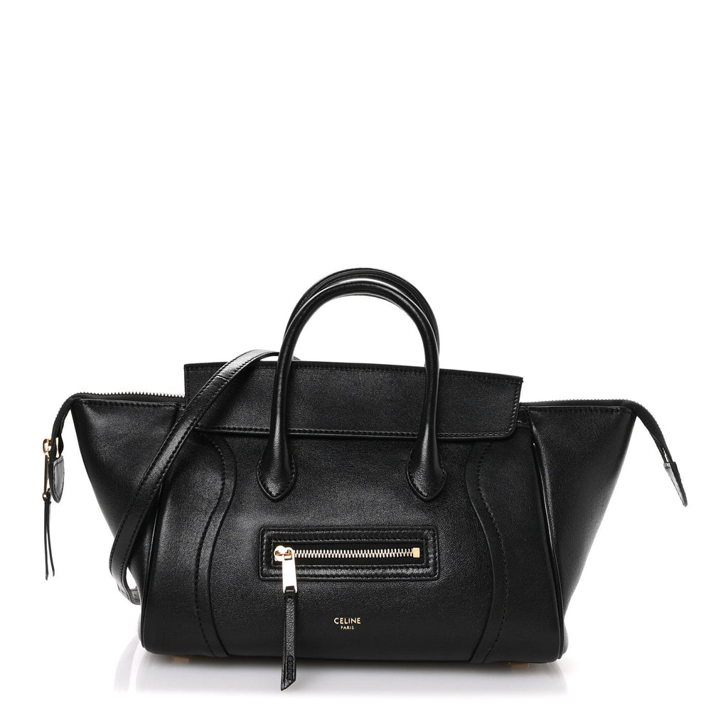 Supple Shiny Lambskin Little New Luggage Black