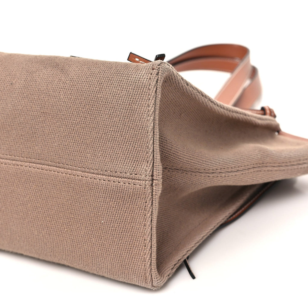 Canvas Calfskin Cushion Tote Taupe