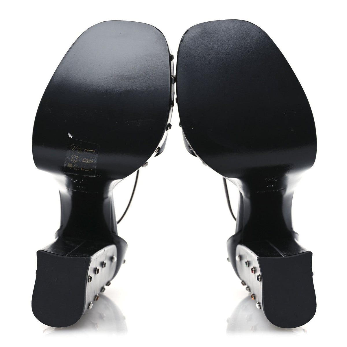 Calfskin Studded Fame Platform Sandals 38 Black