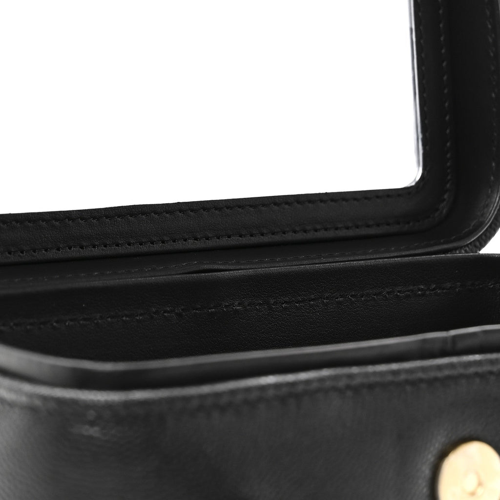 Shiny Caviar Preppy Coco Long Vanity With Strap Black