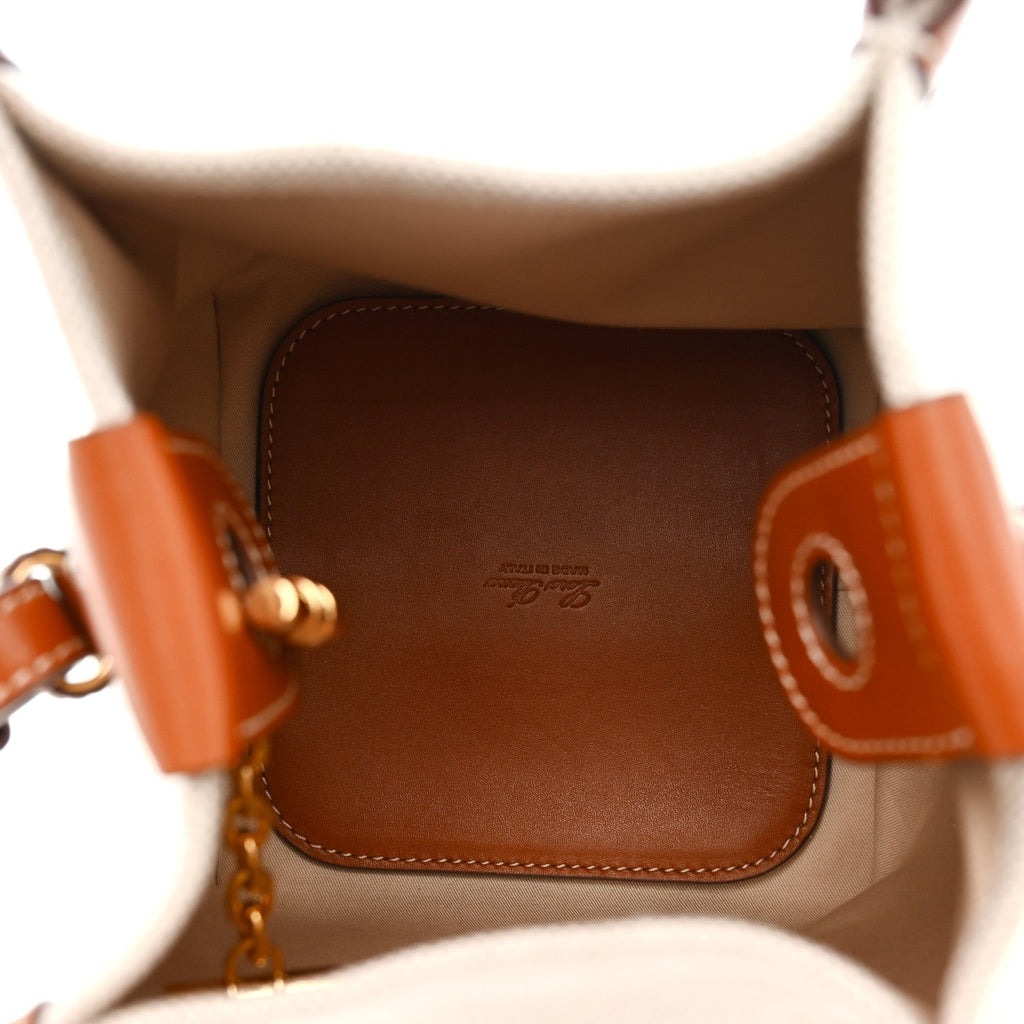 Cotton Linen Calfskin Micro Bale Bag Natural Warm Tan