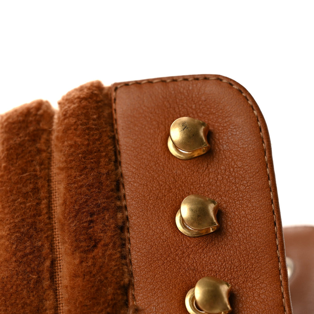 Calfskin Suede Cake Velvet Studded Dakita Lug 70 Boots 36 Foxy Antic Gold