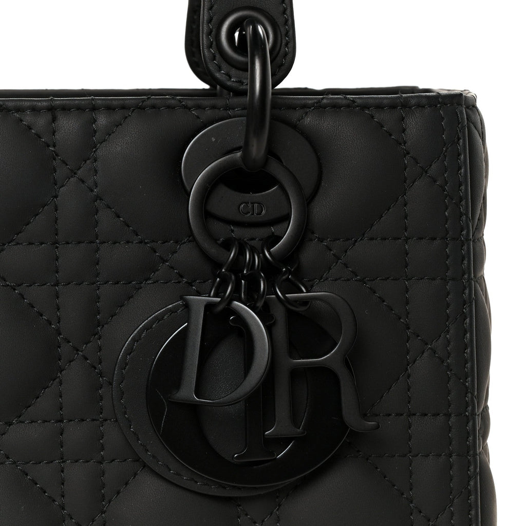 Ultra Matte Calfskin Cannage Medium Lady Dior Black