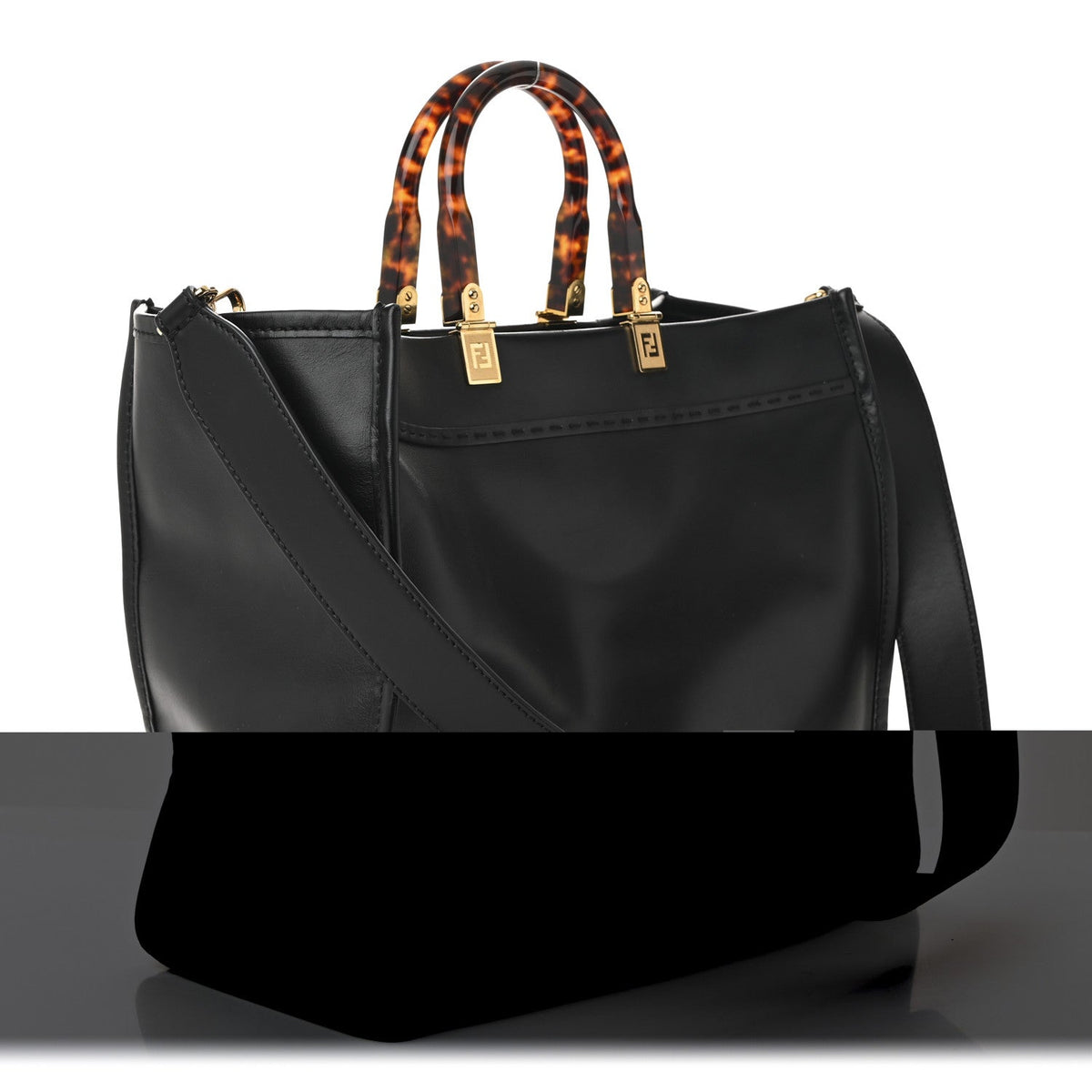 Vitello King Plexiglass Medium Fendi Sunshine Shopper Black