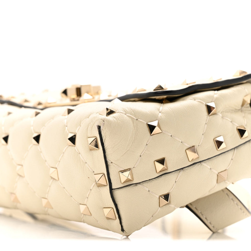 Lambskin Rockstud Spike Belt Bag 85 Ivory