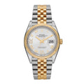 Stainless Steel 18K Yellow Gold Diamond 36mm Oyster Perpetual Datejust Watch Silver Roman 126233