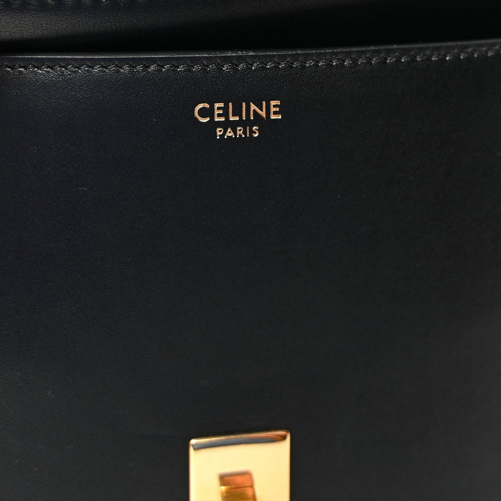 Satinated Calfskin Large 16 Top Handle Bag Black