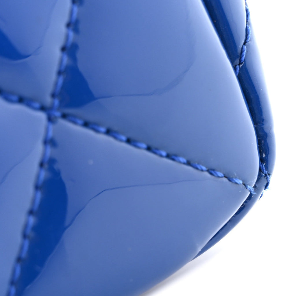 Patent Quilted Large Coco Shine Flap Blue