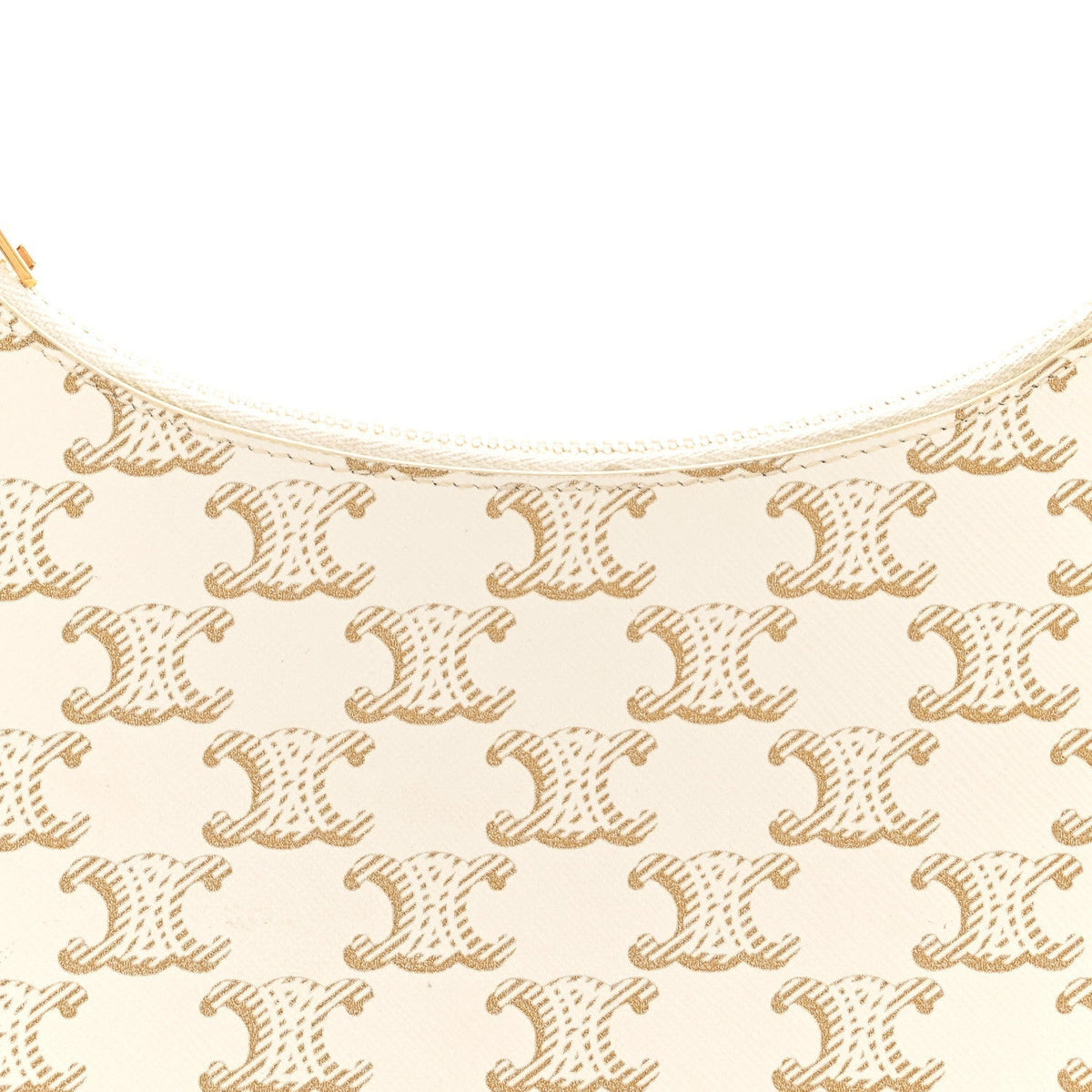 Canvas Calfskin Ava Triomphe Shoulder Bag White