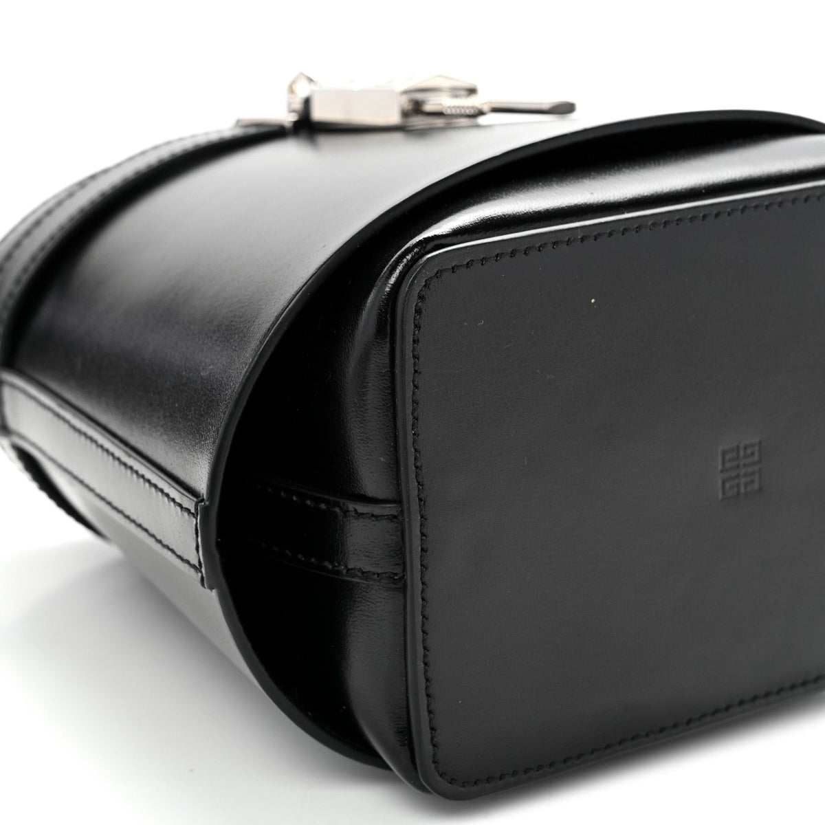 Box Calfskin Shark Lock Bucket Bag Black
