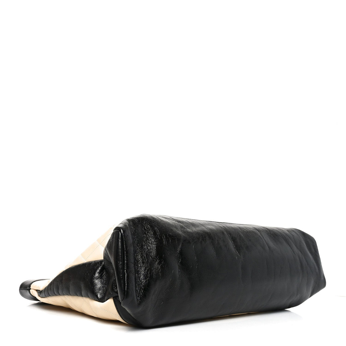 Aged Calfskin Quilted Large 31 Shopping Bag Beige Black Beige Black