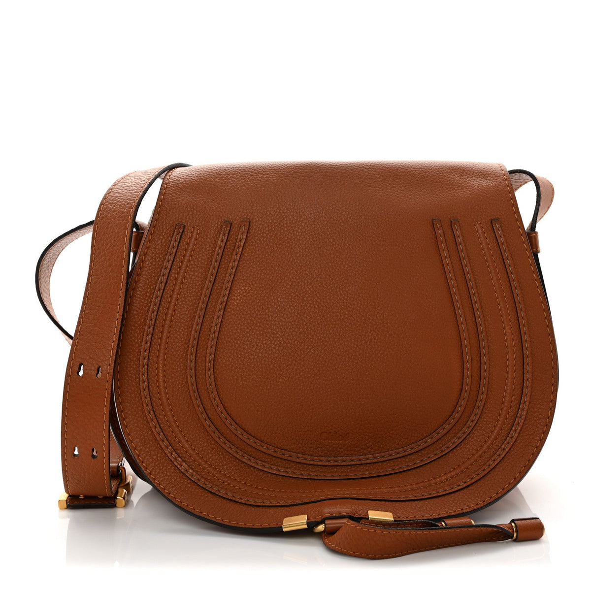 Calfskin Medium Marcie Round Crossbody Bag Tan