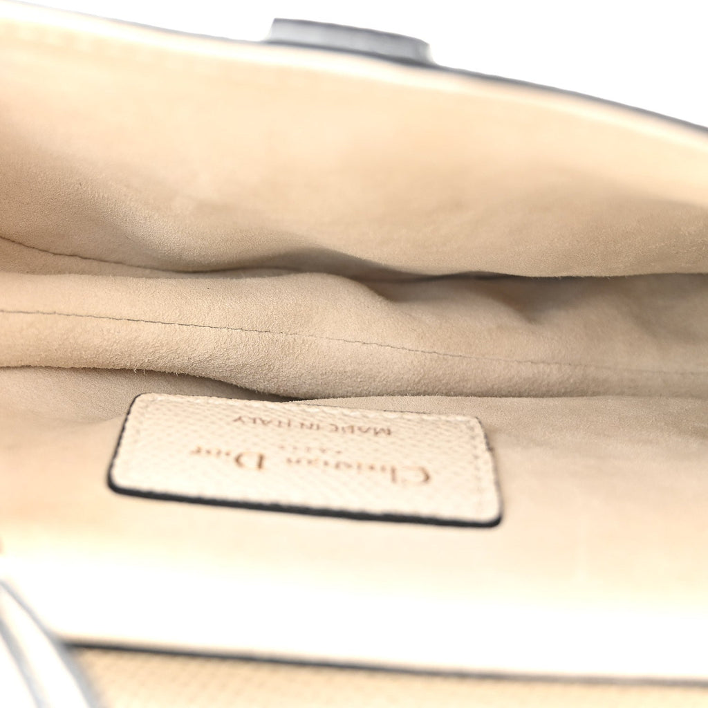 Grained Calfskin Mini Saddle Bag White