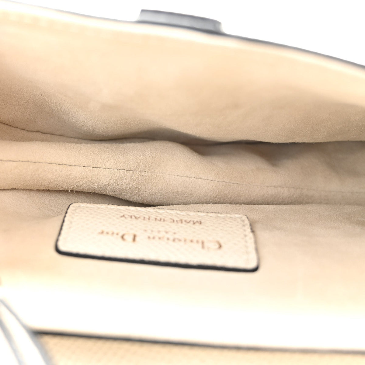 Grained Calfskin Mini Saddle Bag White