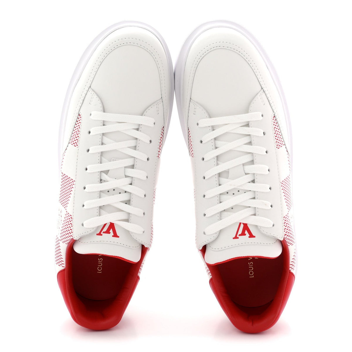 Damier Calfskin Mens Beverly Hills Sneakers 8 White Rouge