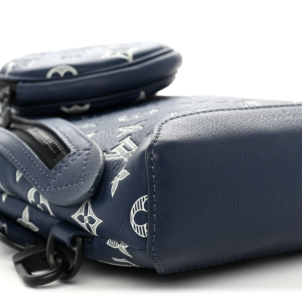 Monogram Shadow Duo Slingbag Navy River Blue