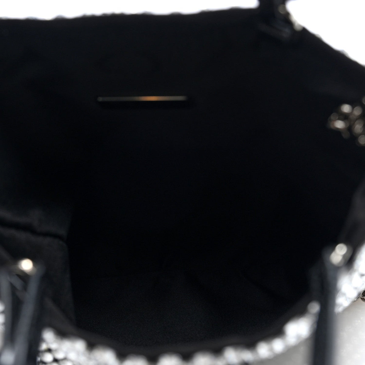 Satin Crystal Metal Triangle Logo Chain Crossbody Handbag Cristal