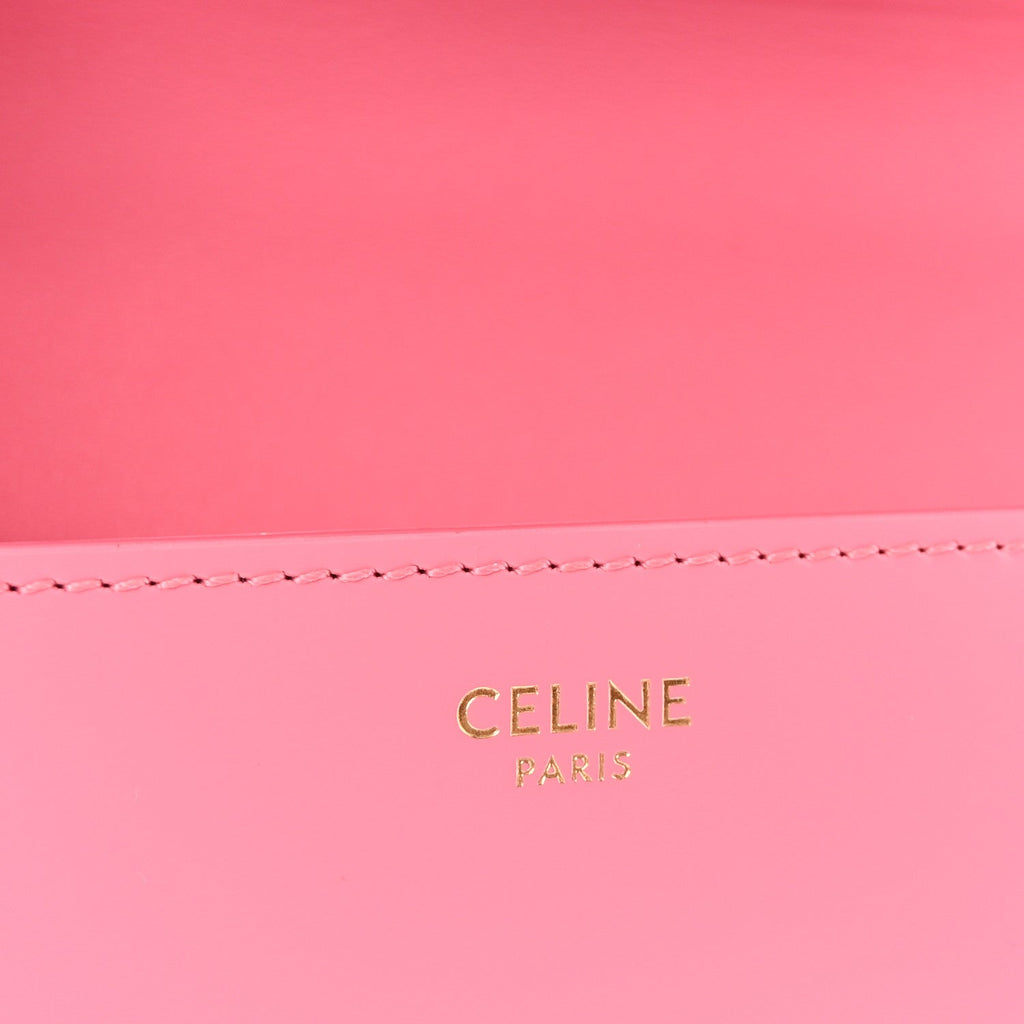 Shiny Calfskin Triomphe Chain Shoulder Bag Flamingo