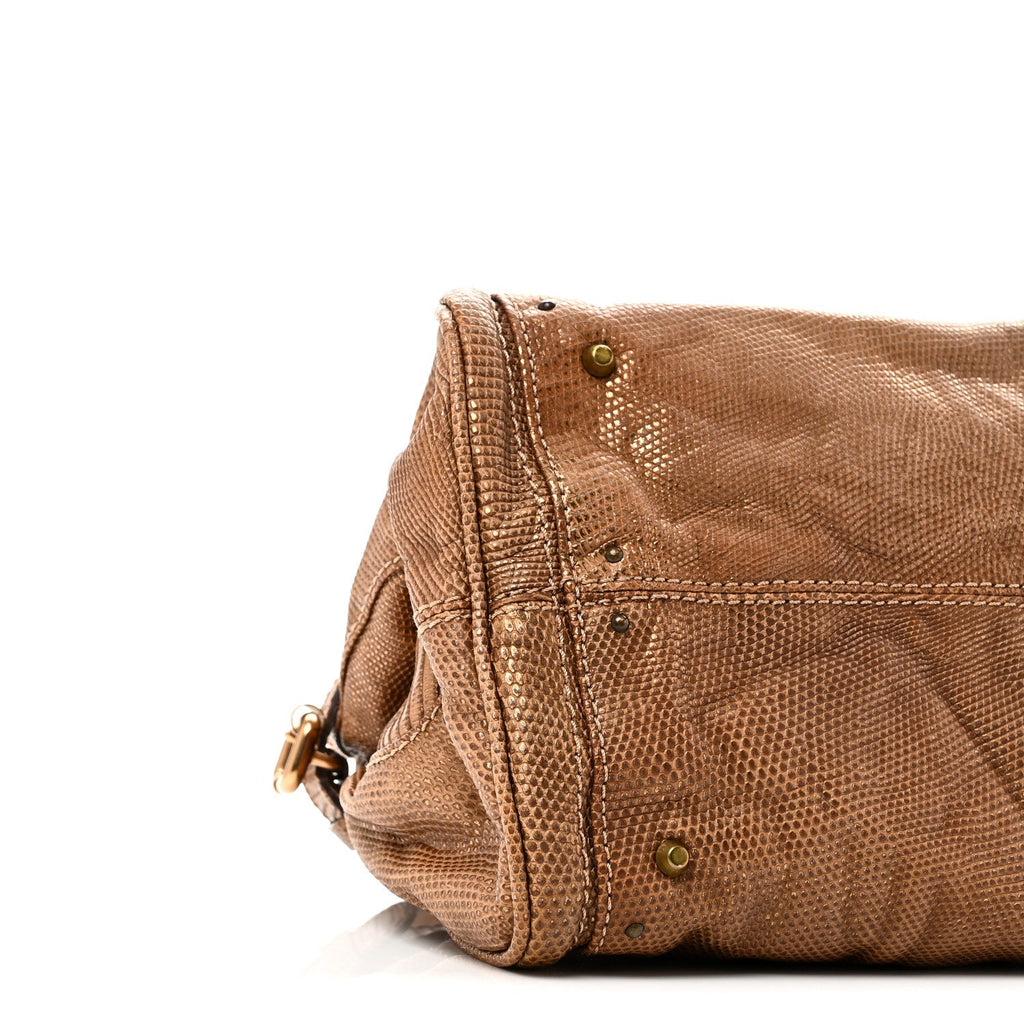 Lizard Medium Paddington Satchel Bronze