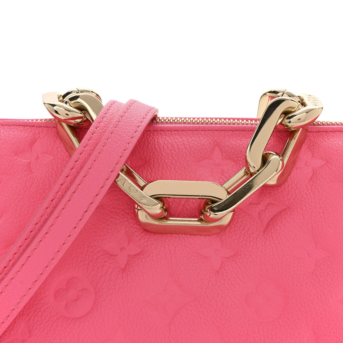 Calfskin Embossed Monogram Coussin BB Rose Fluo