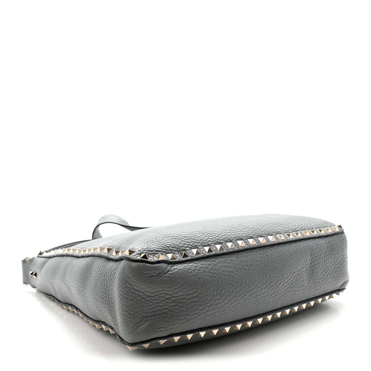 Pebbled Calfskin Small Rockstud Flip-Lock Messenger Bag Light Stone