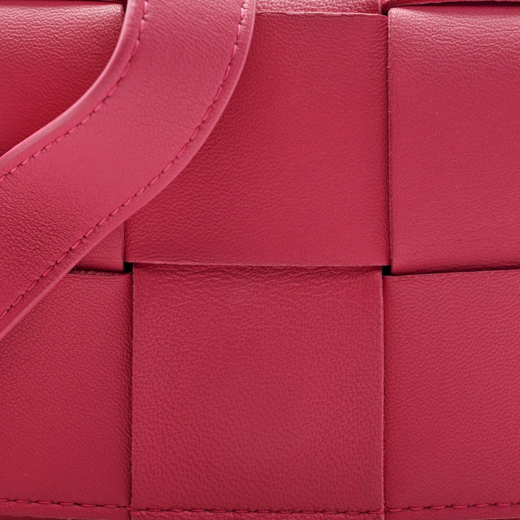 Lambskin Maxi Intrecciato Extra Mini Cassette Crossbody Bag Cranberry