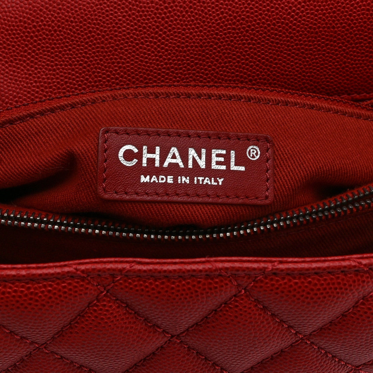 Caviar Quilted Medium Coco Handle Flap Red