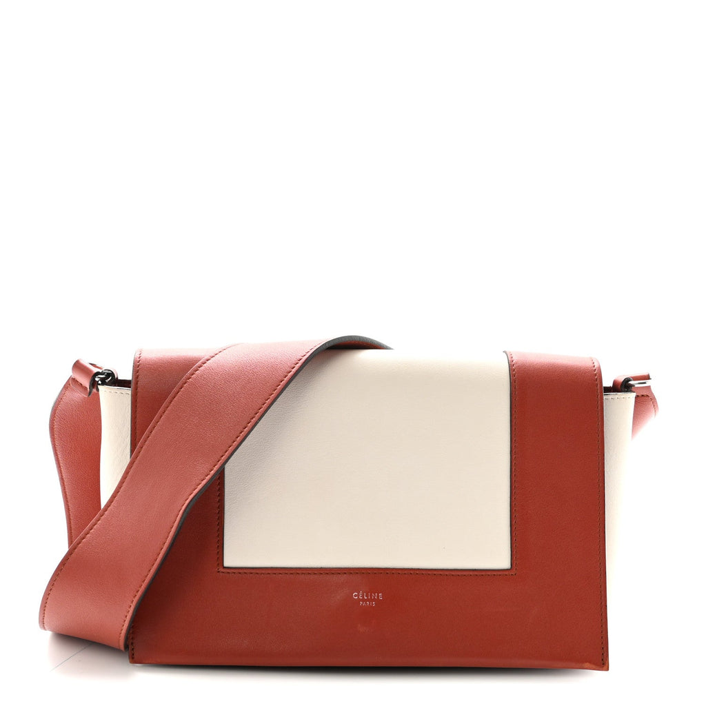 Shiny Smooth Calfskin Medium Frame Shoulder Bag Maple White