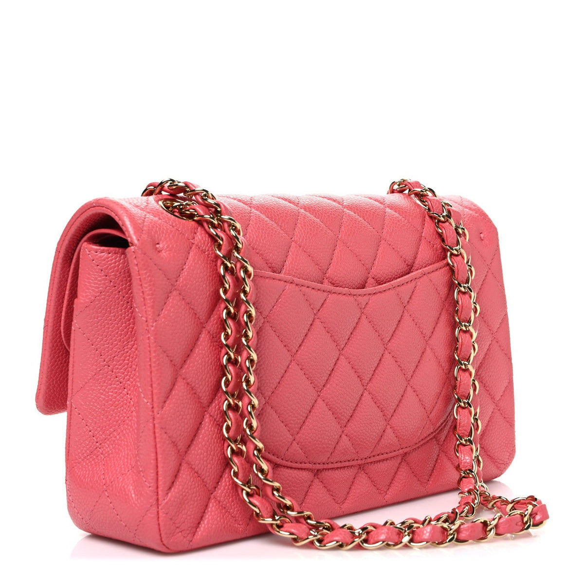Caviar Quilted Medium Double Flap Pink