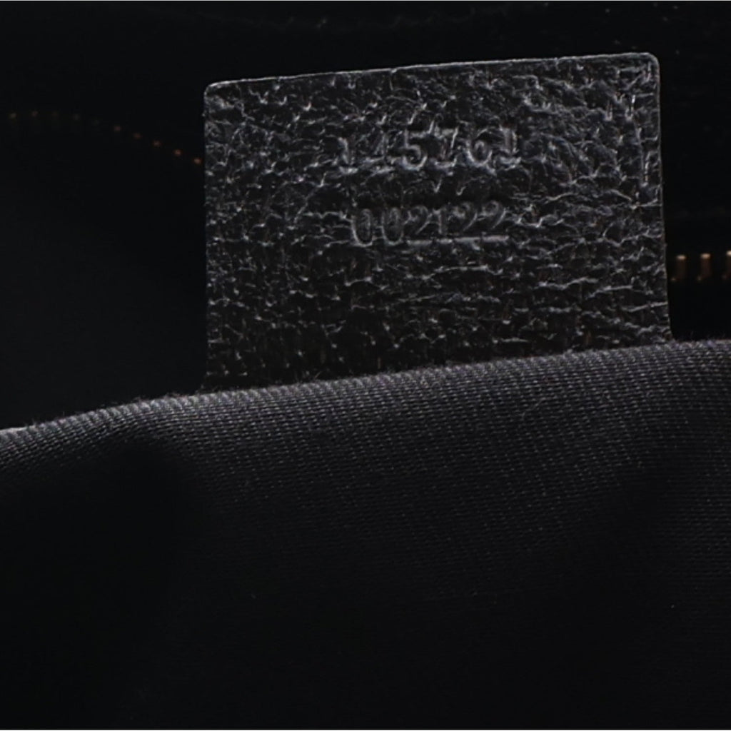 Canvas Horsebit Print Shoulder Bag Black