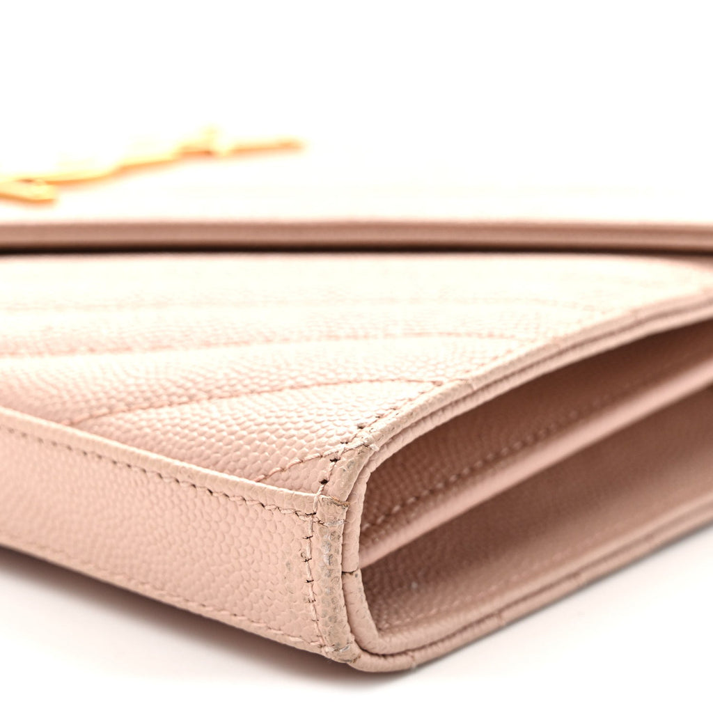 Grain De Poudre Matelasse Chevron Monogram Chain Wallet Pale Pink
