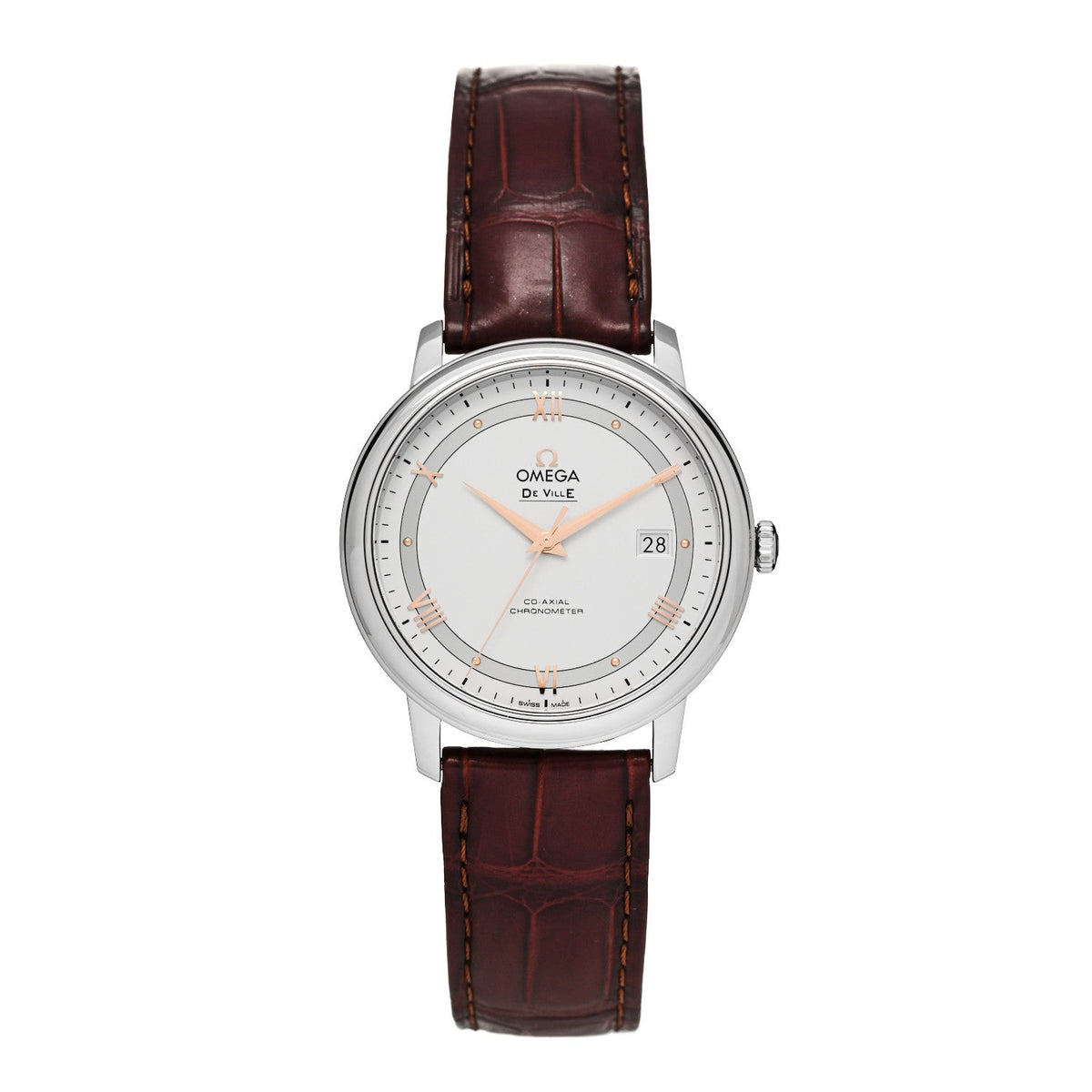 Stainless Steel Alligator 39.5mm De Ville Prestige Automatic Watch Silver 424.13.40.20.02.002 Silver
