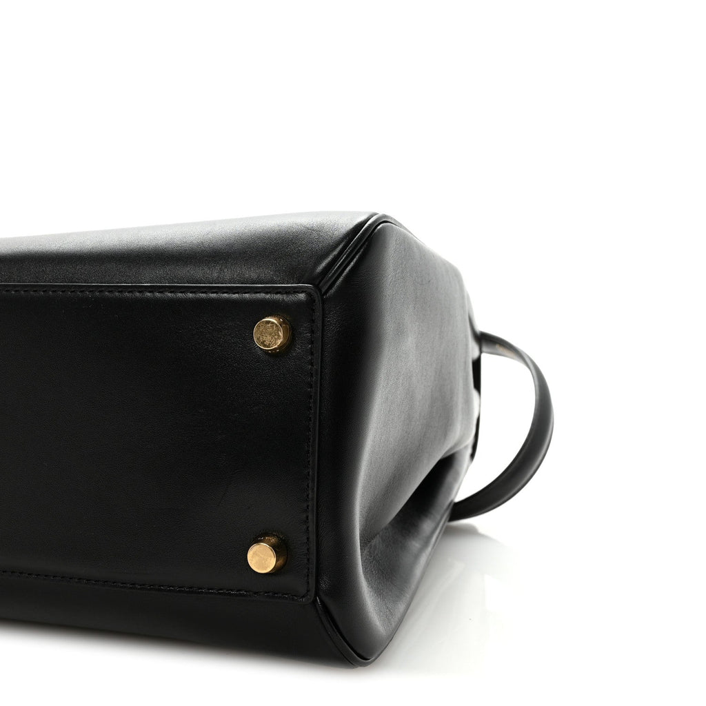 Satinated Calfskin Large 16 Top Handle Bag Black