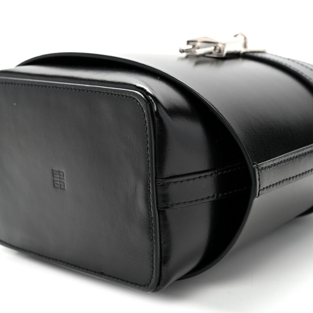 Box Calfskin Shark Lock Bucket Bag Black