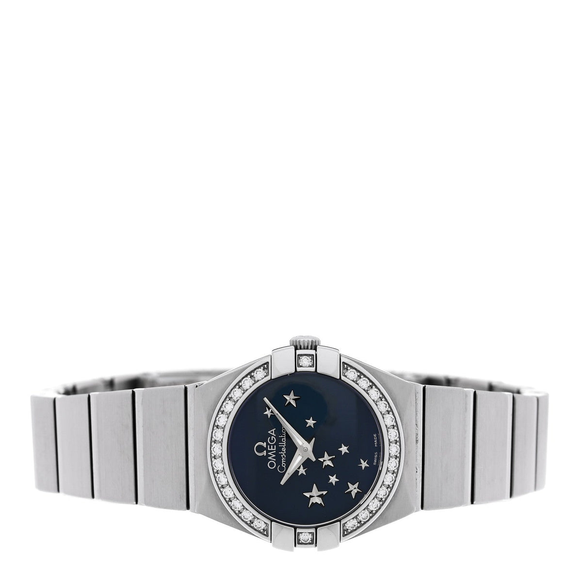 Stainless Steel Diamond Bezel 24mm Constellation Quartz Watch Blue 123.15.24.60.03.001