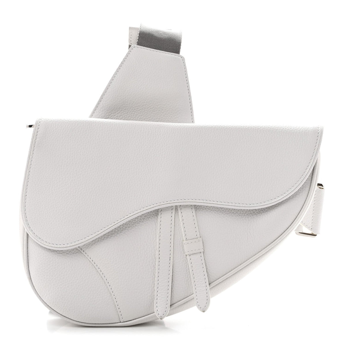 Grained Calfskin Mens Saddle Bag Latte