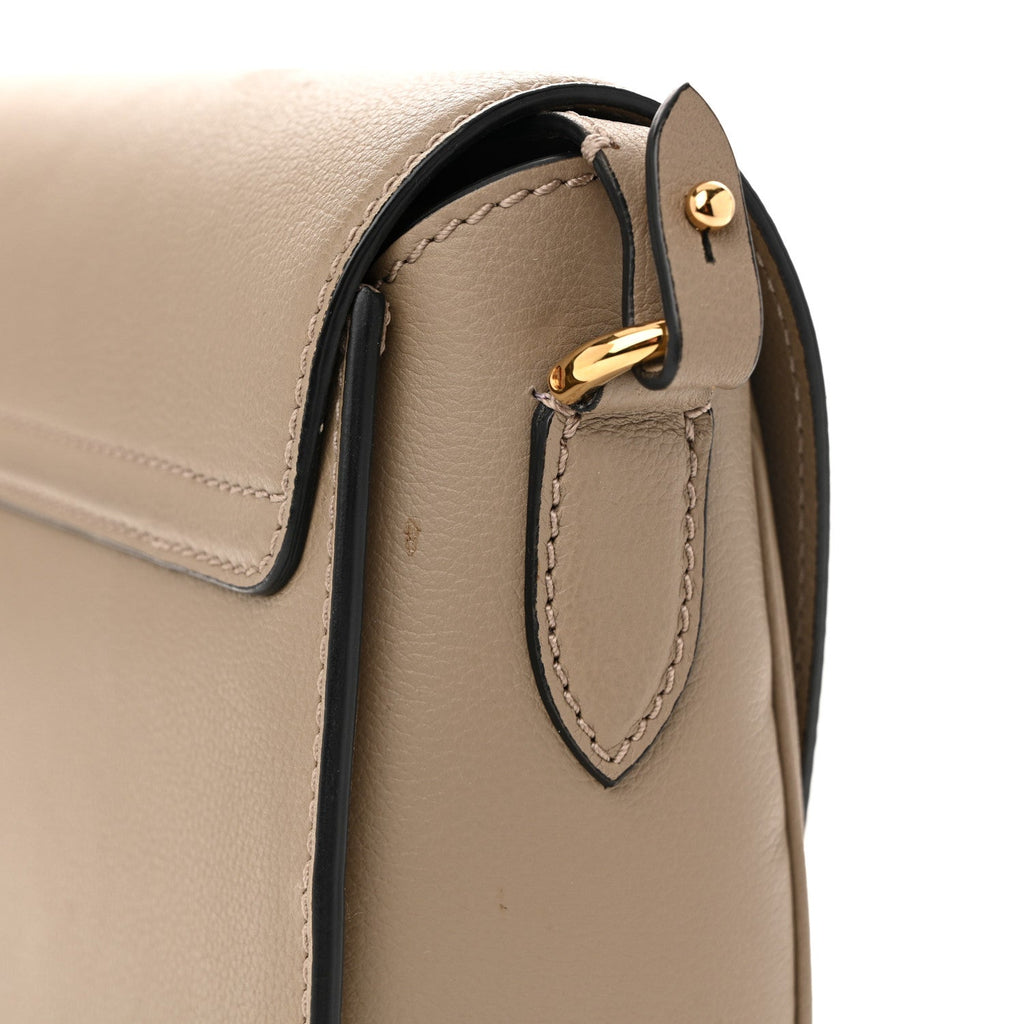 Grained Calfskin La Medusa Flap Shoulder Bag Taupe