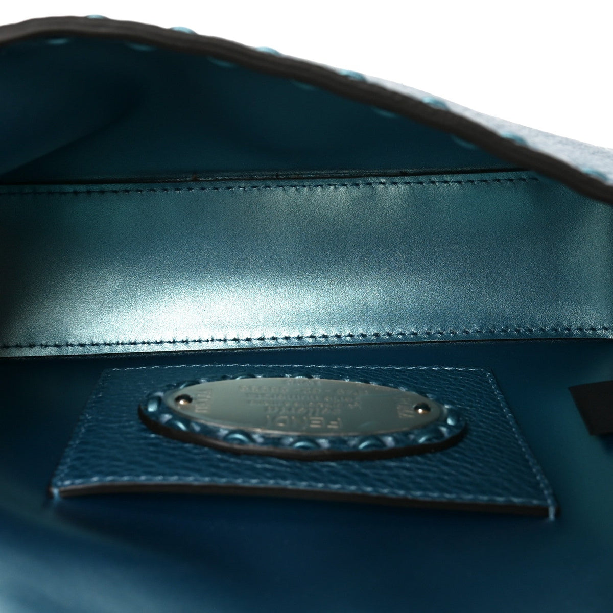 Metallic Cuoio Roma Sellerissima Nappa Sintetica Tape Stitch Mini Baguette Placca Argento