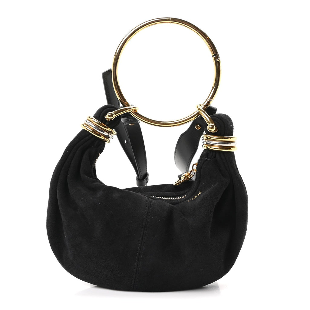 Suede Mini Bracelet Hobo Bag Black