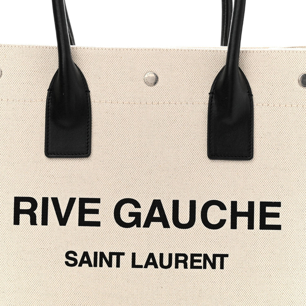 Linen Calfskin Small Rive Gauche Tote Optic White