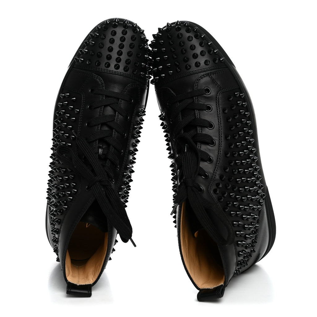 Calfskin Mens Louis Spikes Flat Sneakers 43.5 Black