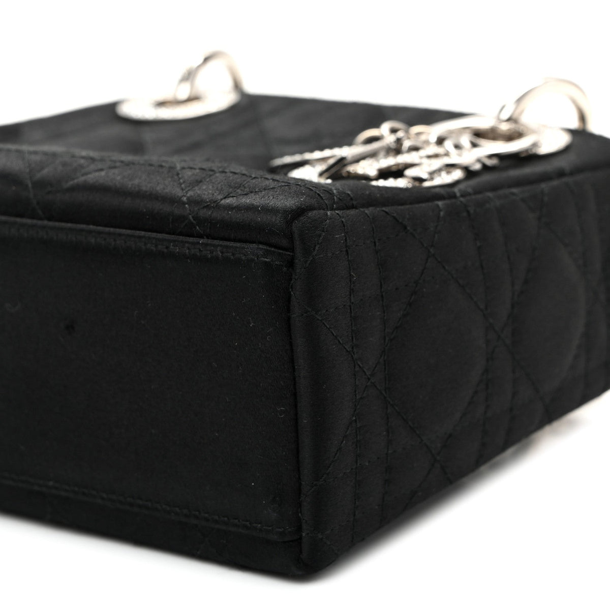 Satin Swarovski Crystal Acrylic PVC Cannage Mini Lady Dior Black