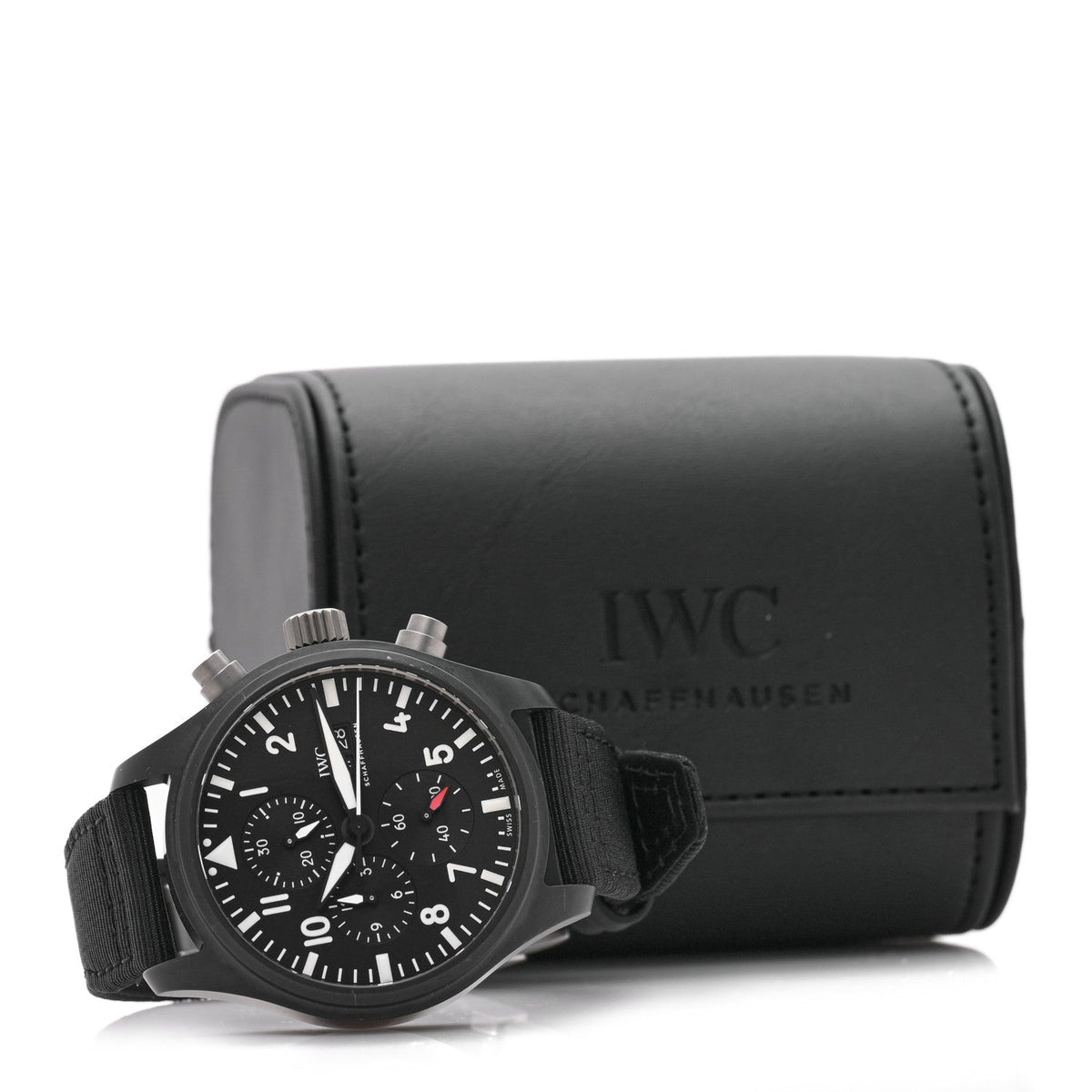 Ceramic Titanium Fabric 44mm Pilot Top Gun Chronograph Automatic Watch Black IW389101