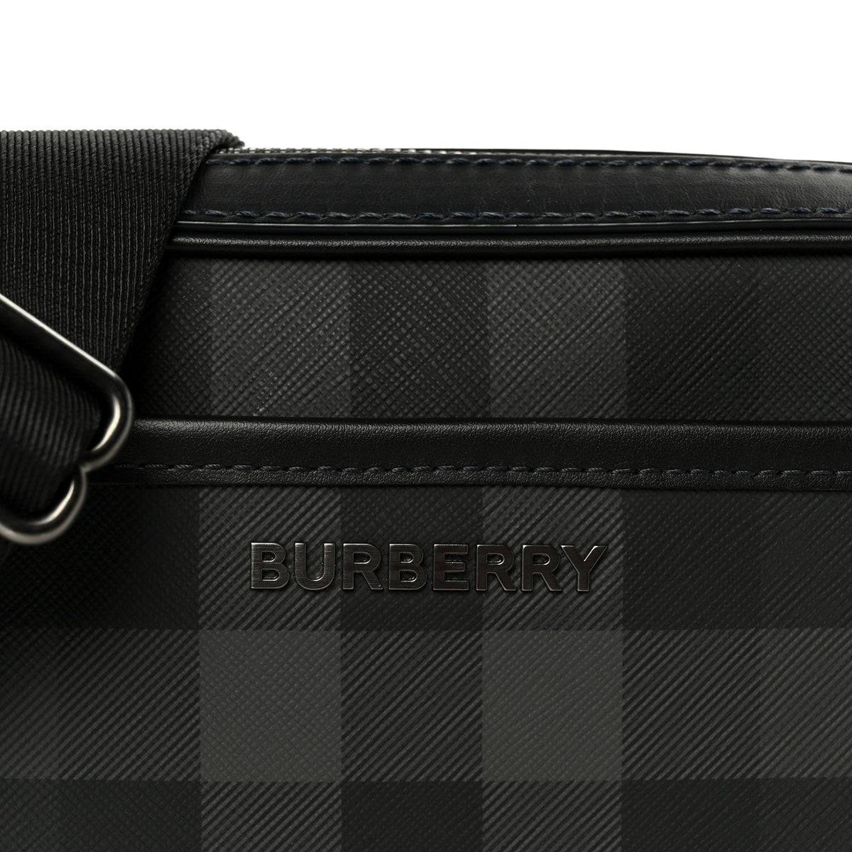 Coated Canvas Calfskin Check Muswell Bag Charcoal