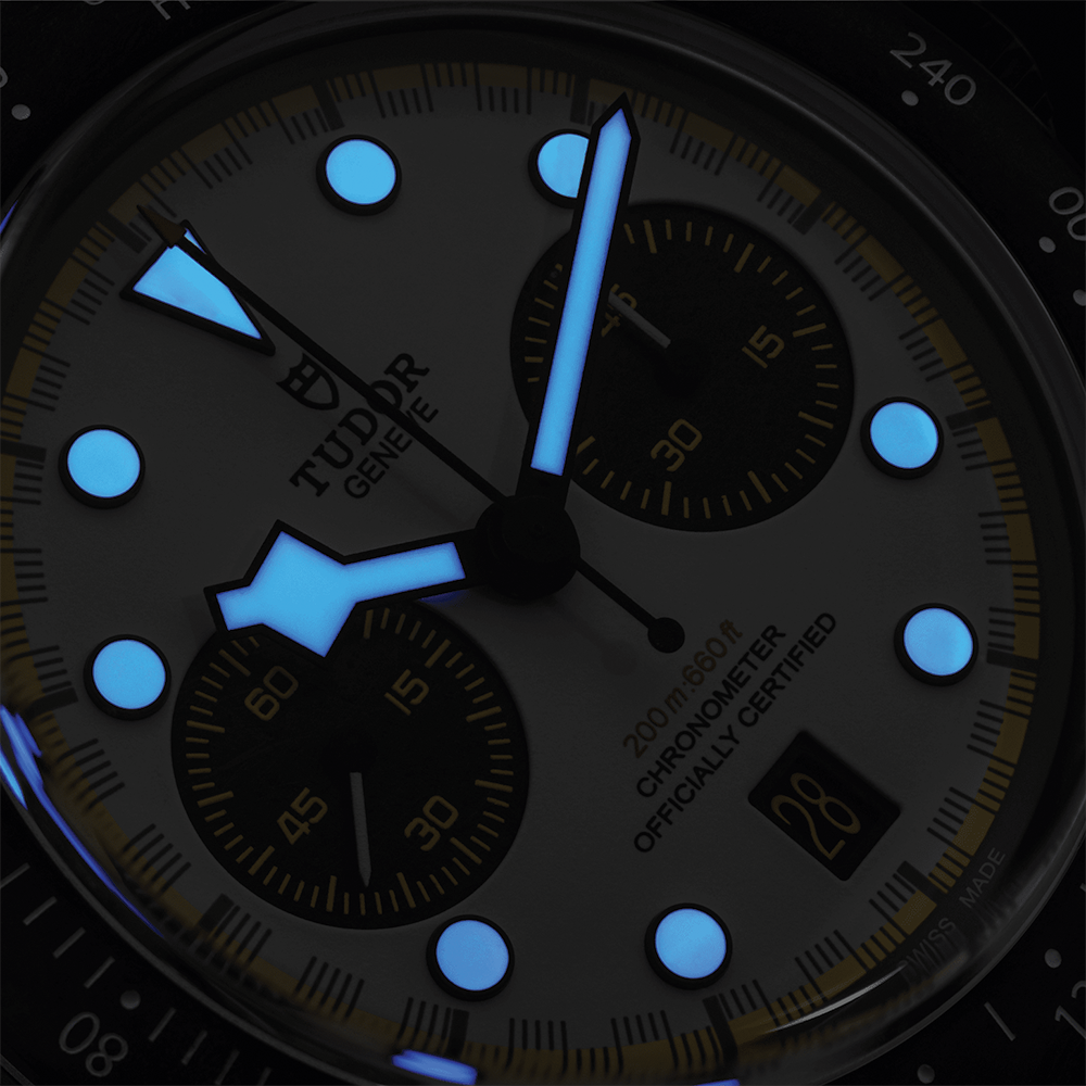 Black Bay Chrono "Carbon 26" 42mm - White on Rubber/Leather Strap