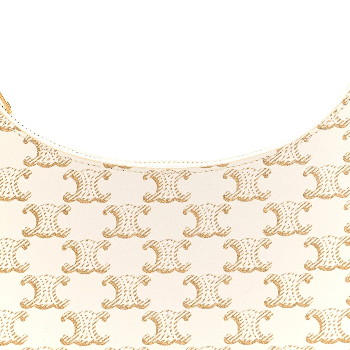 Canvas Calfskin Ava Triomphe Shoulder Bag White