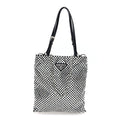 Satin Crystal Metal Triangle Logo Chain Crossbody Handbag Cristal